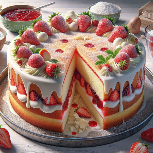 Delikatny tort truskawkowo-kokosowy