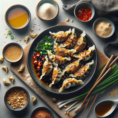 Pierożki Gyoza w sosie miso-satay