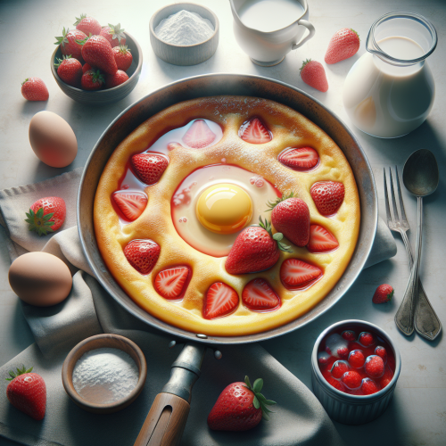 Puszysty omlet cesarski z truskawkowym sosem