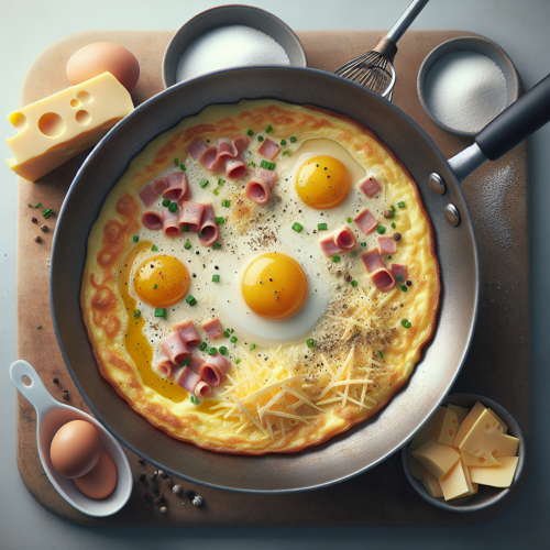 Puszysty omlet z szynką i serem