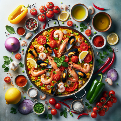 Hiszpańska paella z kurczakiem i owocami morza