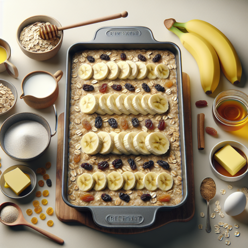 Pieczona owsianka z bananem i rodzynkami