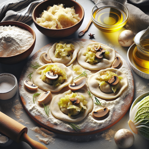 Bezglutenowe pierogi z kapustą i pieczarkami