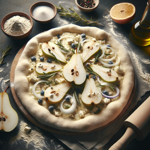 Biała pizza z serem Gorgonzola i gruszką