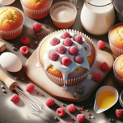 Puszyste muffiny z malinami