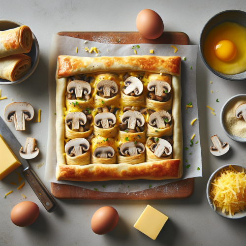 Mini paszteciki z ciasta francuskiego z pieczarkami i serem
