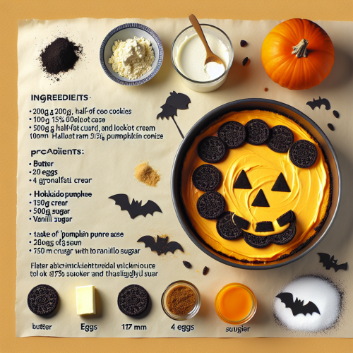 Halloweenowy sernik dyniowy na spodzie z ciasteczek Oreo