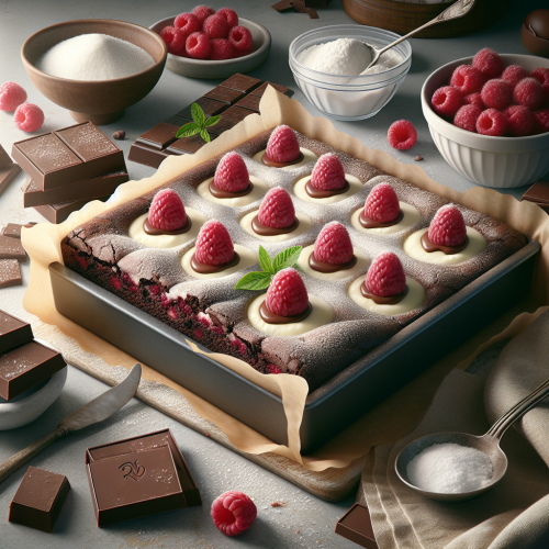 Sernikobrownie z malinami