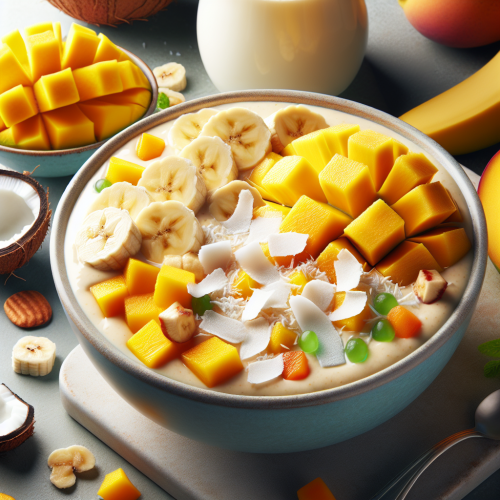 Tropikalna miska smoothie z mango i ananasem