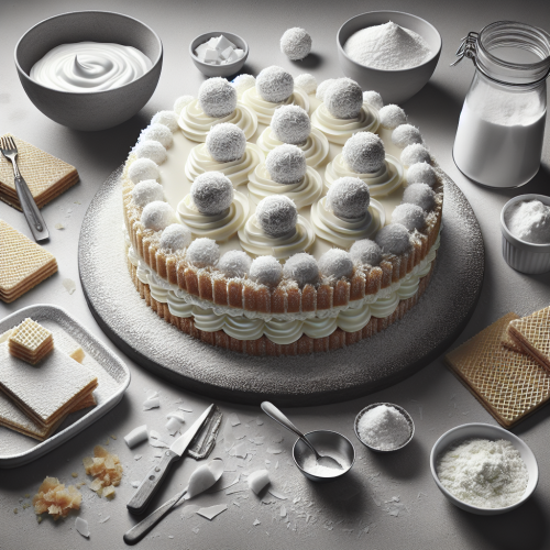 Tort Raffaello z mascarpone i wiórkami kokosowymi