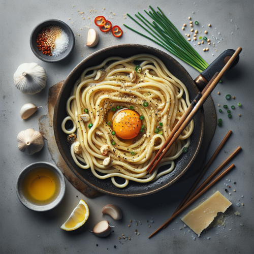 Makaron udon z czosnkiem na maśle