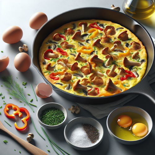 Frittata z kurkami i papryką