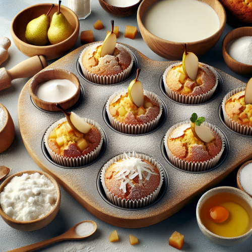 Muffinki kokosowe z gruszkami