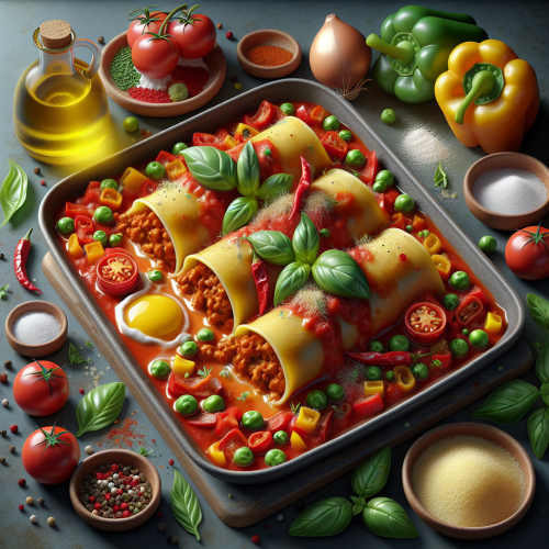 Cannelloni z mięsem mielonym i warzywami w sosie pomidorowym