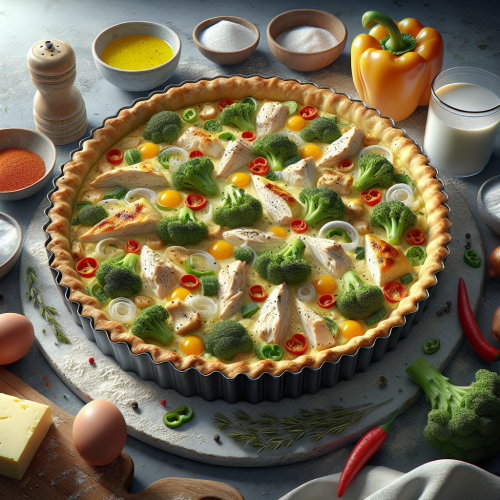 Quiche twarogowy z kurczakiem i warzywami