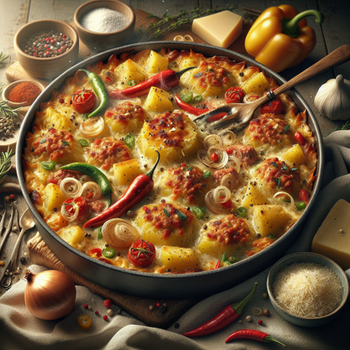 Zapiekanka ziemniaczana z pikantnym farszem mięsnym