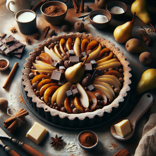 Tarta kasztanowa z gruszkami i czekoladą