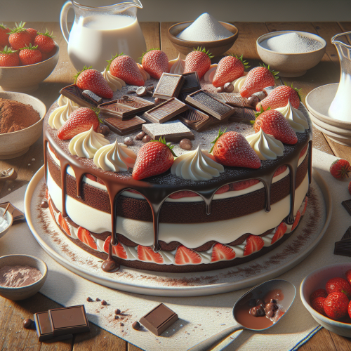 Tort czekoladowo-truskawkowy z kremem mascarpone