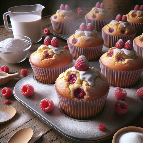 Puszyste muffiny z malinami