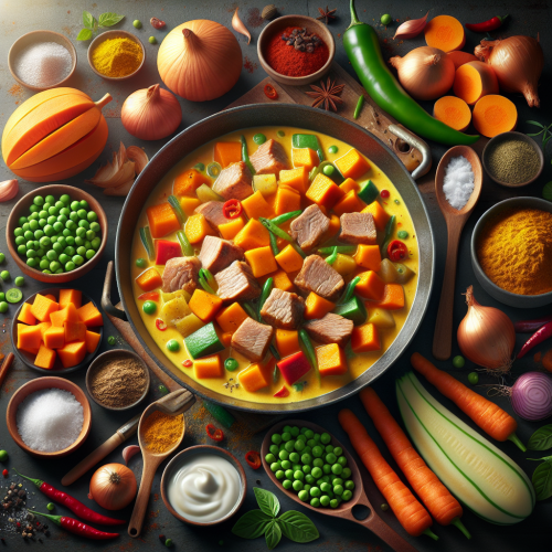 Aromatyczne curry kokosowe ze schabem, dynią i batatami