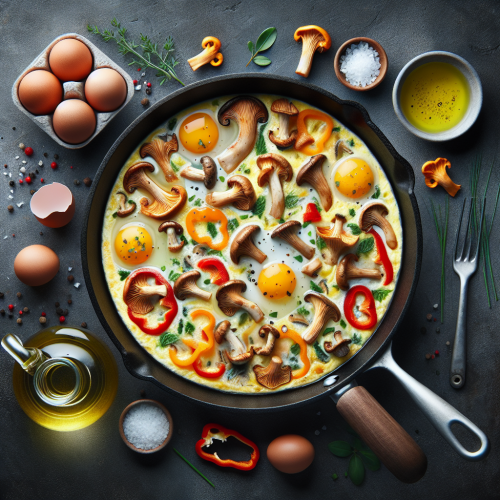 Frittata z kurkami i papryką