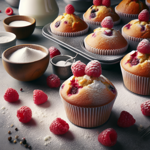 Puszyste muffiny z malinami
