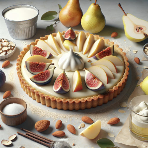 Tarta waniliowa z gruszkami, figami i migdałami
