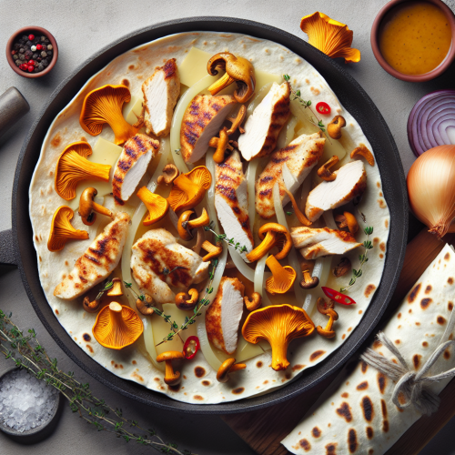 Meksykańska quesadilla z kurczakiem i kurkami
