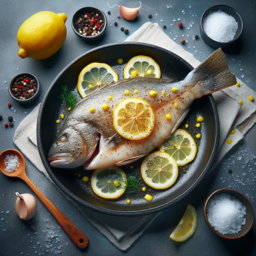 Turbot smażony na klarowanym maśle z cytryną i pieprzem