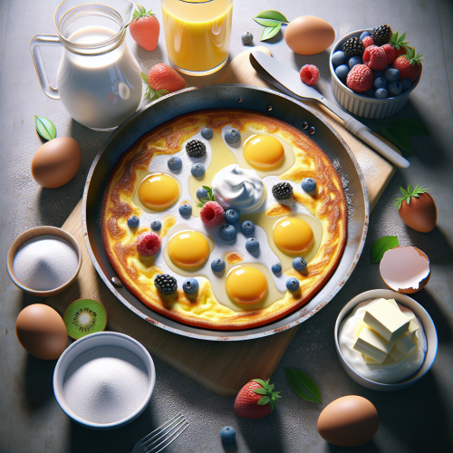 Puszysty omlet kokosowy z jogurtem i owocami