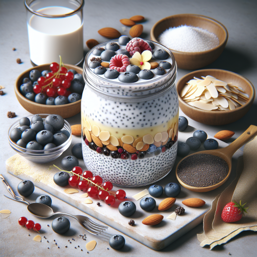 Pudding chia z napojem sojowym waniliowym i skyrze z owocami